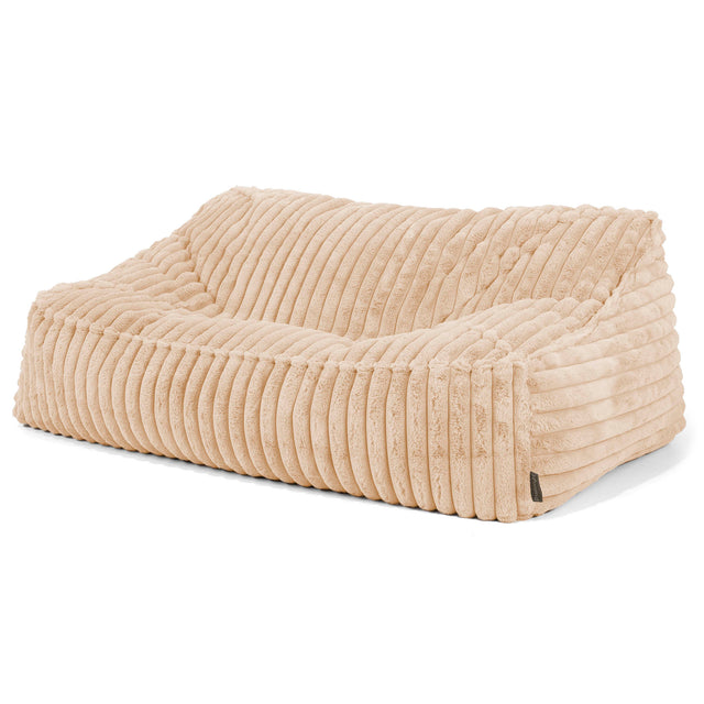 Sloucher Bean Bag Sofa - Ultra Plush Cord Peach 01