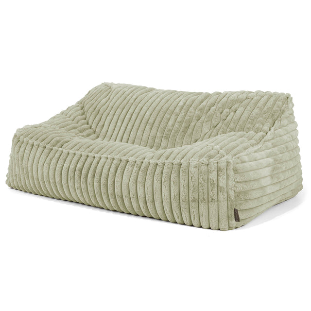 Sloucher Bean Bag Sofa - Ultra Plush Cord Sage Green 01