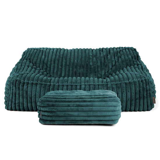 Sloucher Bean Bag Sofa - Ultra Plush Cord Teal 03