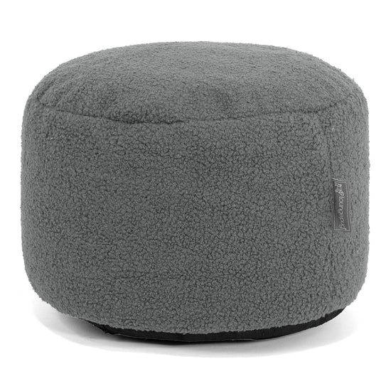 Small Round Footstool - Boucle Grey 01