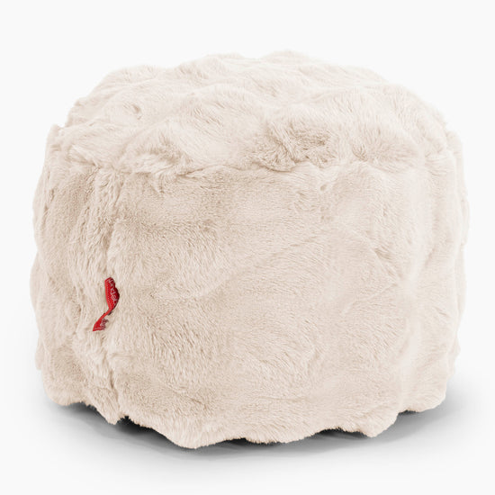 Small Round Footstool - Bubble Faux Fur Cream 01