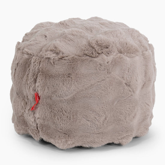Small Round Footstool - Bubble Faux Fur Mink 01