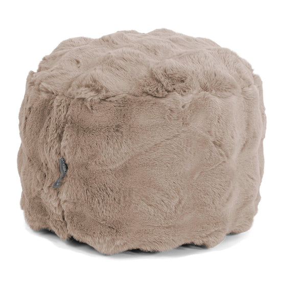 Small Round Footstool - Bubble Faux Fur Mink 01