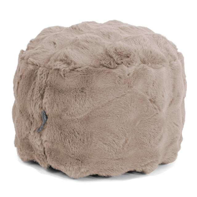 Small Round Footstool - Bubble Faux Fur Mink 01