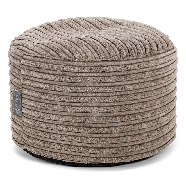 Small Round Footstool - Cord Dovetail Grey 01