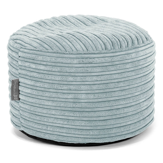 Small Round Footstool - Cord Mint Green 01