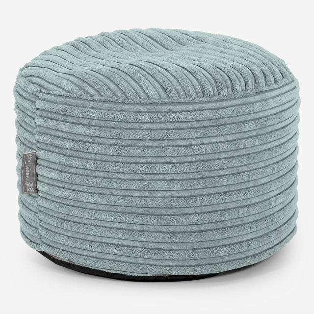 Small Round Footstool - Cord Mint Green 01