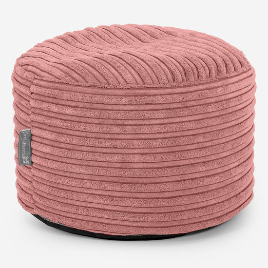 Small Round Footstool - Cord Peach 01