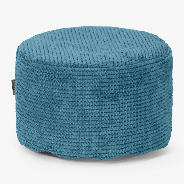 Small Round Footstool - Pom Pom Aegean Blue 01