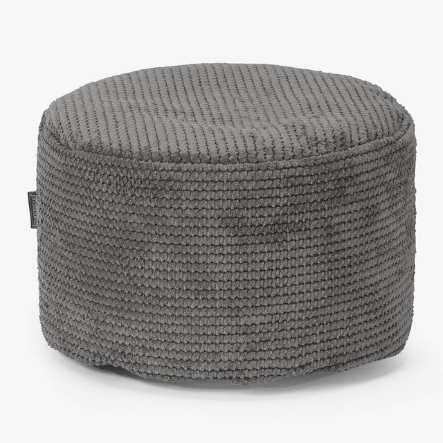 Small Round Footstool - Pom Pom Charcoal Grey 01