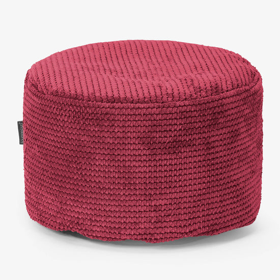 Small Round Footstool - Pom Pom Pastel Red 01