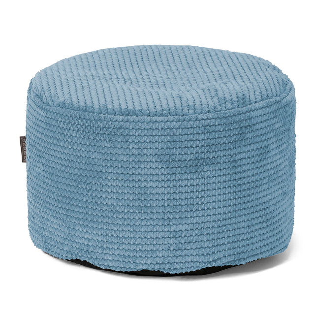 Small Round Footstool - Pom Pom Sky Blue 01