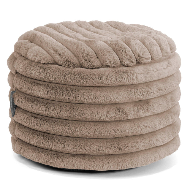 Small Round Footstool - Ultra Plush Cord Minky 01