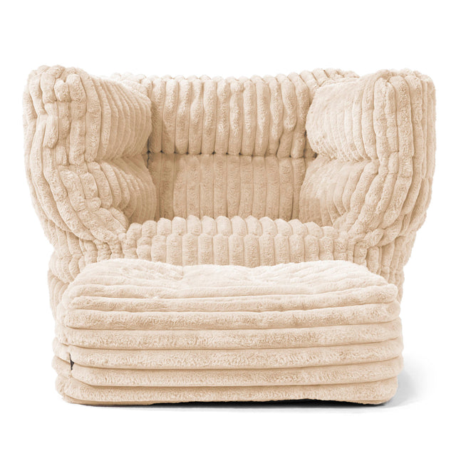 Albert Bean Bag Armchair 2.0 - Ultra Plush Cord Cream 02