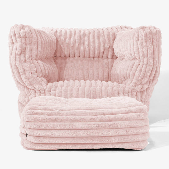 Albert Bean Bag Armchair 2.0 - Ultra Plush Cord Dusty Pink 02