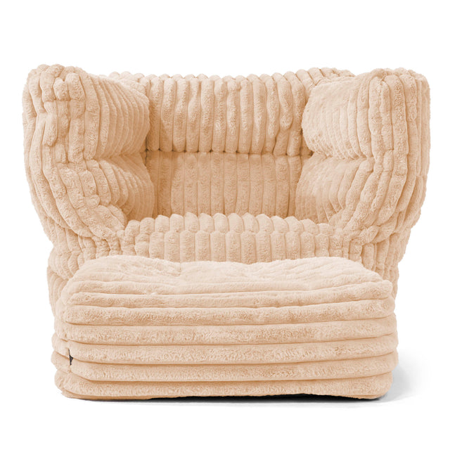 Albert Bean Bag Armchair 2.0 - Ultra Plush Cord Peach 02