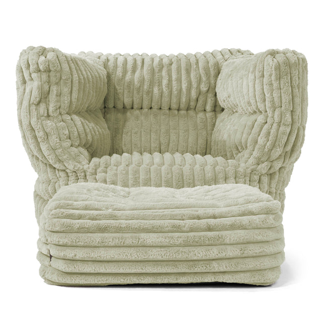 Albert Bean Bag Armchair 2.0 - Ultra Plush Cord Sage Green 02