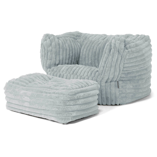 Albert Bean Bag Armchair - Ultra Plush Cord Duck Egg Blue 02