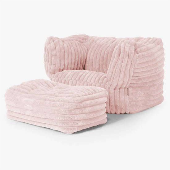 Albert Bean Bag Armchair - Ultra Plush Cord Dusty Pink 02