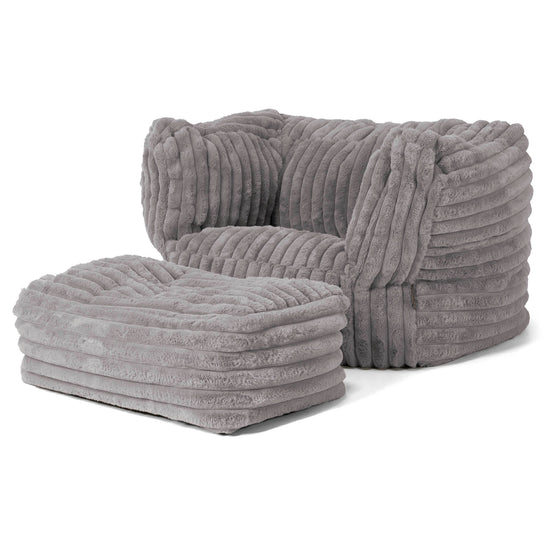 Albert Bean Bag Armchair - Ultra Plush Cord Grey 02