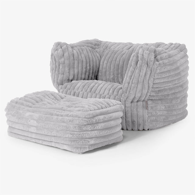 Albert Bean Bag Armchair - Ultra Plush Cord Grey 02