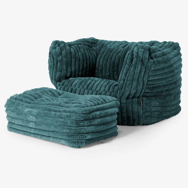 Albert Bean Bag Armchair - Ultra Plush Cord Teal 02