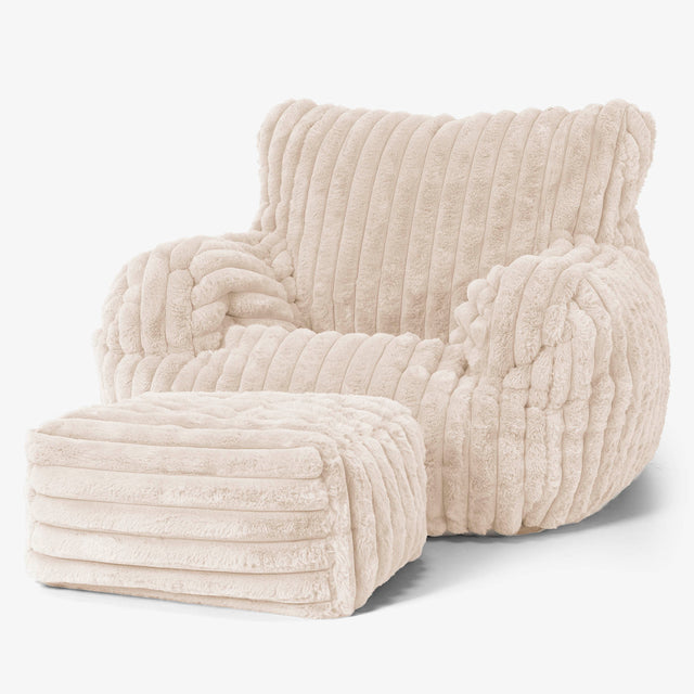 Josephine Bean Bag Armchair - Ultra Plush Cord Cream 02