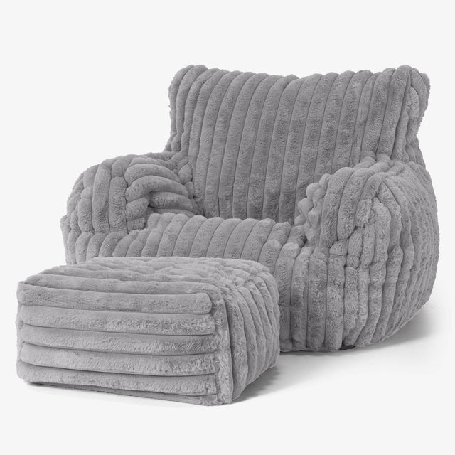 Josephine Bean Bag Armchair - Ultra Plush Cord Grey 02
