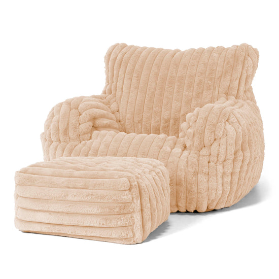 Josephine Bean Bag Armchair - Ultra Plush Cord Peach 02