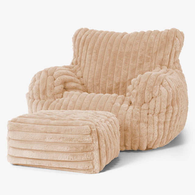 Josephine Bean Bag Armchair - Ultra Plush Cord Peach 02