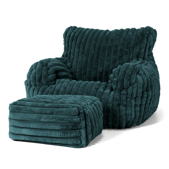 Josephine Bean Bag Armchair - Ultra Plush Cord Teal 02