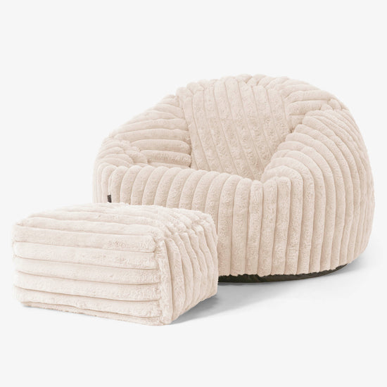 Classic Bean Bag Chair - Ultra Plush Cord Cream 02