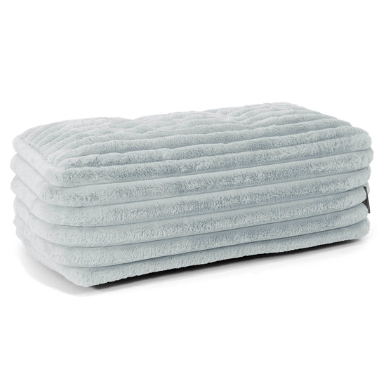 Large Footstool - Ultra Plush Cord Duck Egg Blue 01