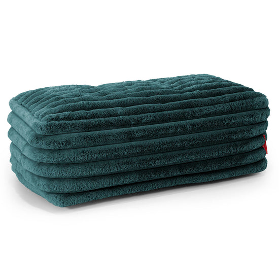 Large Footstool - Ultra Plush Cord Teal 01