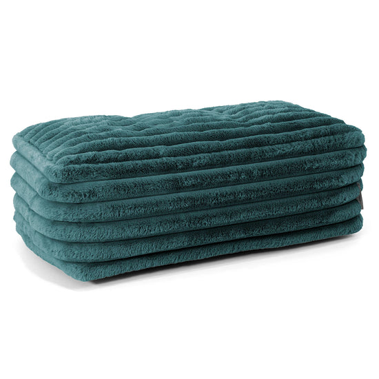 Large Footstool - Ultra Plush Cord Teal 01
