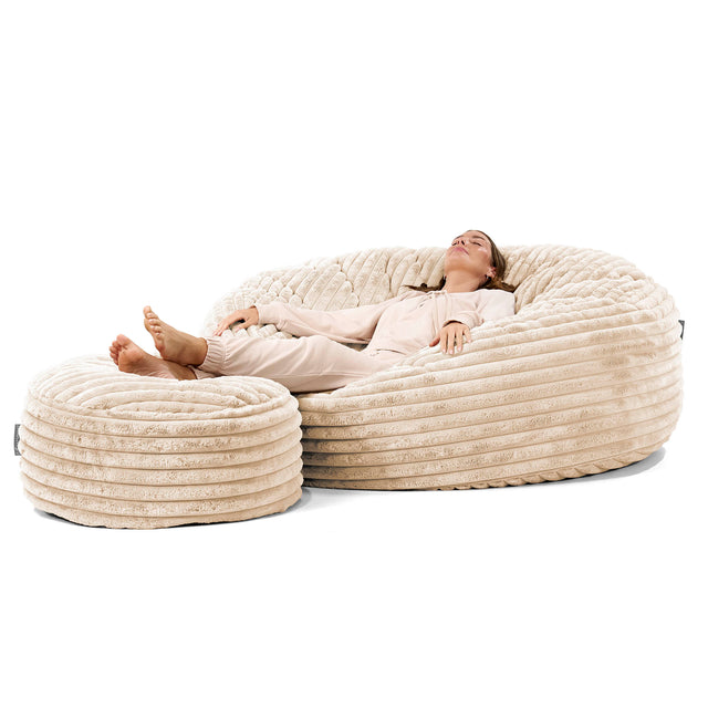 Mega Mammoth Bean Bag Sofa - Ultra Plush Cord Cream