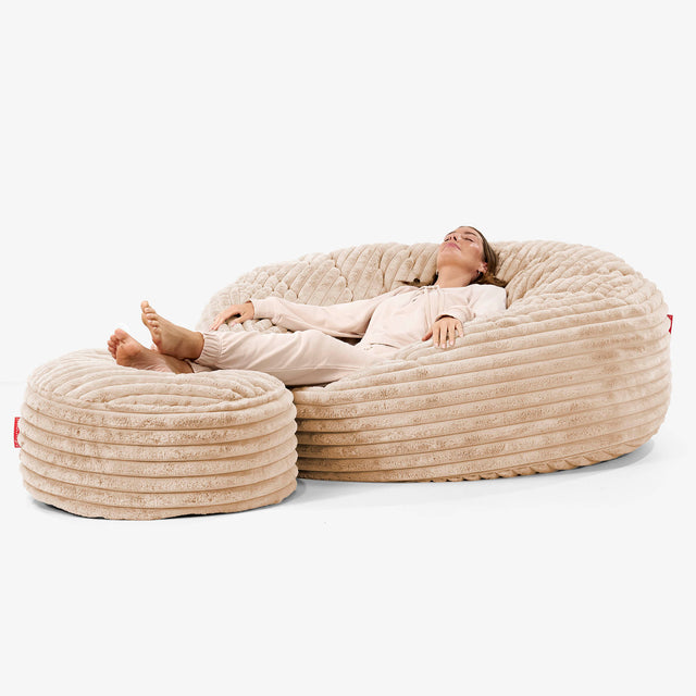Mega Mammoth Bean Bag Sofa - Ultra Plush Cord Peach