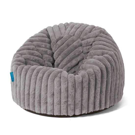 Classic Kids Bean Bag Chair 1-5 yr - Ultra Plush Cord Grey 01