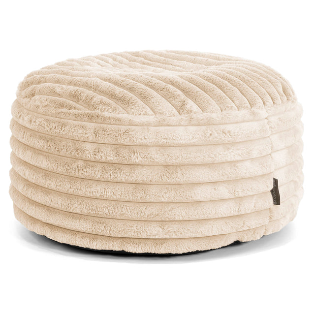 Large Round Pouffe - Ultra Plush Cord Cream 01