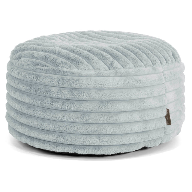 Large Round Pouffe - Ultra Plush Cord Duck Egg Blue 01