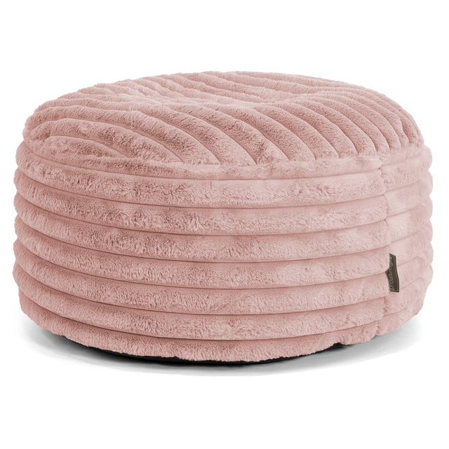 Large Round Pouffe - Ultra Plush Cord Dusty Pink 01