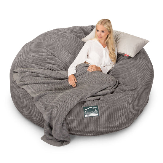 CloudSac 3000 XXL King Sized Memory Foam Beanbag Sofa - Cord Graphite Grey 01
