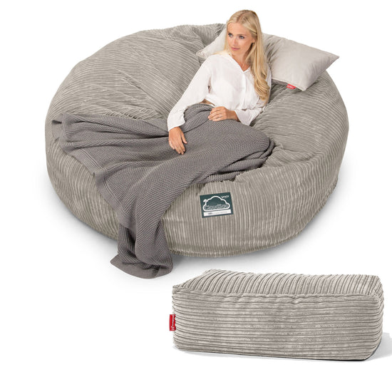 CloudSac 3000 XXL King Sized Memory Foam Beanbag Sofa - Cord Mink 06