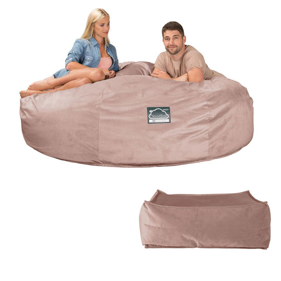 CloudSac 3000 XXL King Sized Memory Foam Beanbag Sofa - Velvet Rose Pink 08