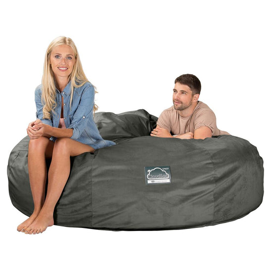 CloudSac 3000 XXL King Sized Memory Foam Beanbag Sofa - Velvet Graphite Grey 05