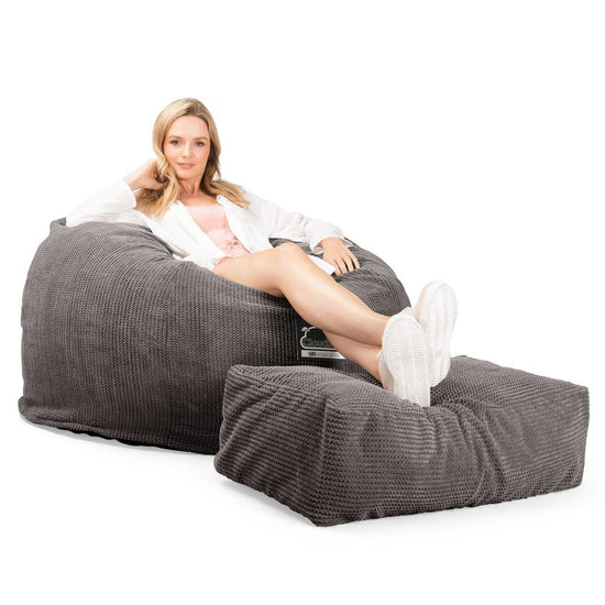 CloudSac 510 XL Large Memory Foam Beanbag - Pom Pom Charcoal Grey 01