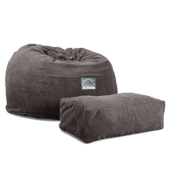 CloudSac 510 XL Large Memory Foam Beanbag - Pom Pom Charcoal Grey 05