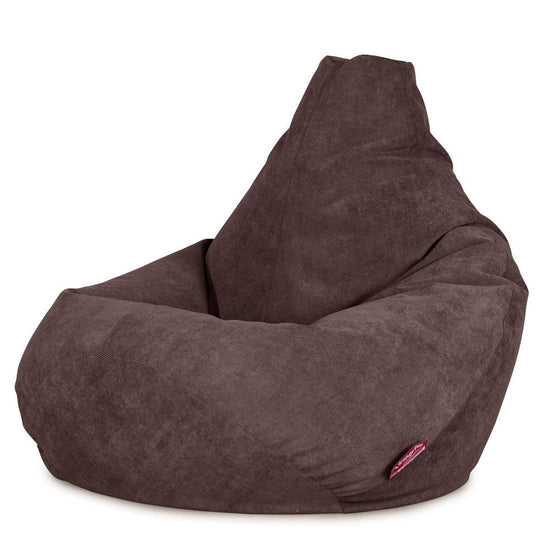 LOUNGE PUG Highback Gaming Bean Bag Chair Bristol Flock Chocolate Brown Beanbag UK