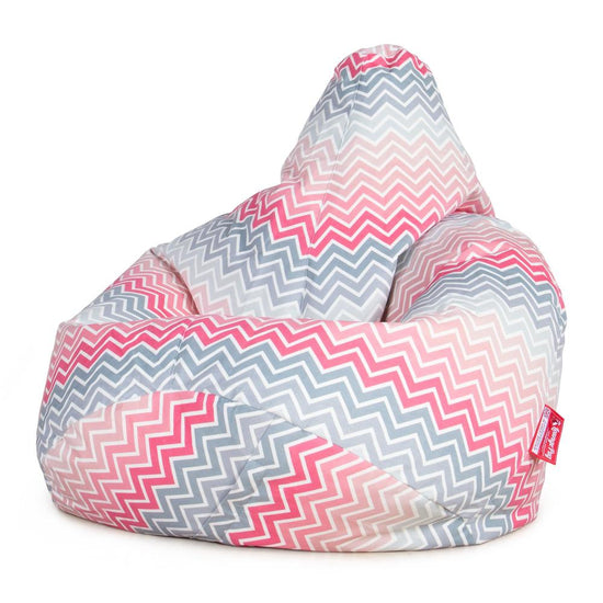 LOUNGE PUG Highback Gaming Bean Bag Chair Print Chevron Pink Beanbag UK