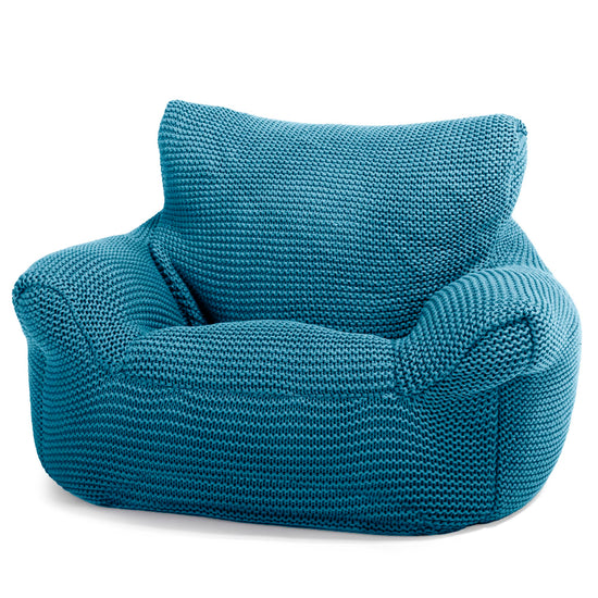 LOUNGE PUG ELLOS KNIT CHILDRENS Toddler Armchair Kids Bean Bags UK PETROL BLUE